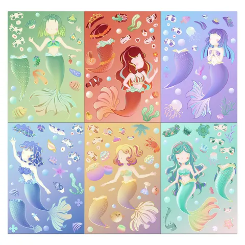 Little Mermaid Decorative Stickers Set Cute Cartoon Ocean Theme DIY Ledger Phone Case Waterproof Sticker Decals