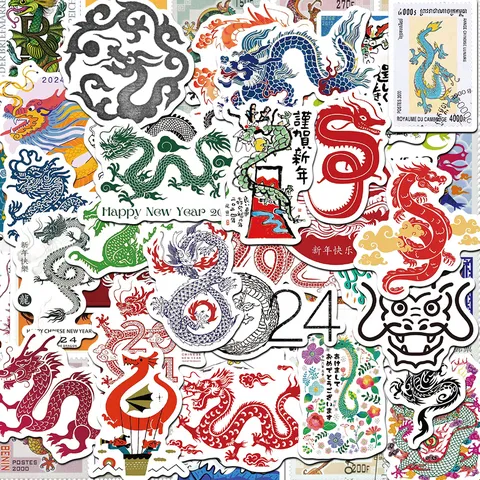 Dragon Year Retro Cartoon Sticker Waterproof Vinyl Decals For Phone Case Luggage Skateboard DIY Decoration