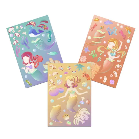 Little Mermaid Decorative Stickers Set Cute Cartoon Ocean Theme DIY Ledger Phone Case Waterproof Sticker Decals