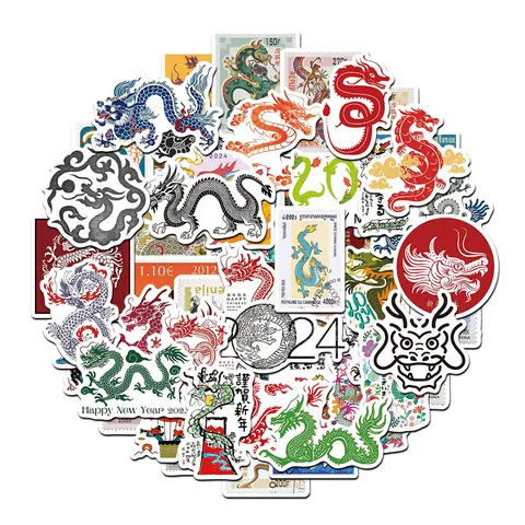 Dragon Year Retro Cartoon Sticker Waterproof Vinyl Decals For Phone Case Luggage Skateboard DIY Decoration