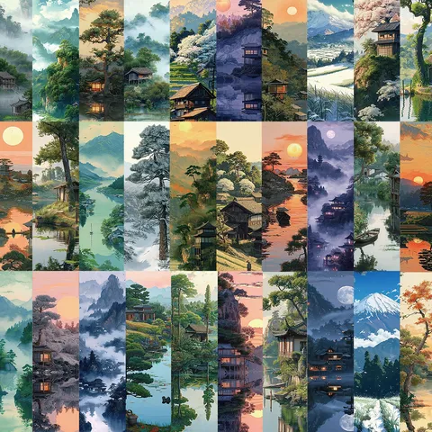 Vintage Landscape Scenery Paper Bookmarks Set Decorative Book Markers For Reading Office And School Supplies