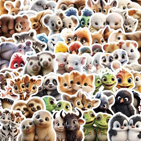 Cute Cartoon Animal Stickers Waterproof PVC Adhesive Decals For Scrapbooking Journal Luggage Diary Laptop Decoration