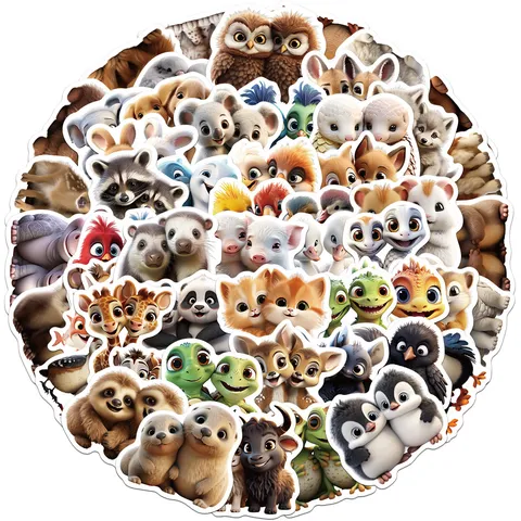 Cute Cartoon Animal Stickers Waterproof PVC Adhesive Decals For Scrapbooking Journal Luggage Diary Laptop Decoration