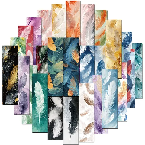 Watercolor Feather Bookmarks Set Decorative Paper Page Markers For Reading Books Office And School Supplies