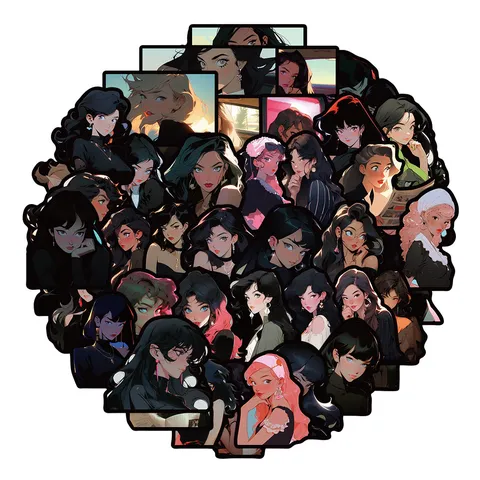 Retro Anime Character PVC Journal Stickers Aesthetic Vintage Waterproof Decals For Scrapbook And Phone Case