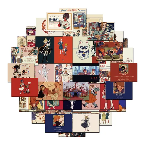 American Retro Magazine Scrapbook Stickers Set Coated Paper Decorative Stickers For Journal Diary Laptop Water Bottle DIY