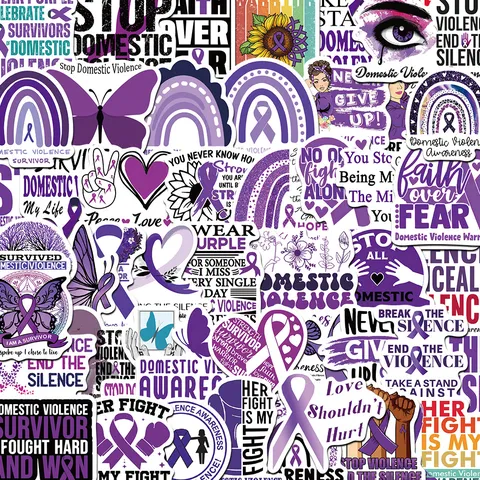 Adesivi Impermeabili di Sensibilizzazione Contro la Violenza Domestica Decalcomanie Graffiti Viola Per Valigia Bottiglia d'Acqua Skateboard Laptop
