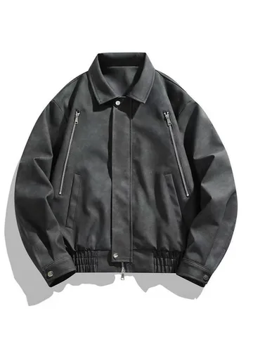 Anδρικό Vintage Δερμάτινο Tζάκετ PU Ρετρό Lapel Moto Casual Παλτό Streetwear Εξωτερικά Ρούχα