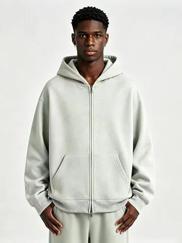 Men Heavyweight Fleece Lined Full Zip Hoodie Casual Loose Fit Long Sleeve Cardigan Sweatshirt For Autumn Winter