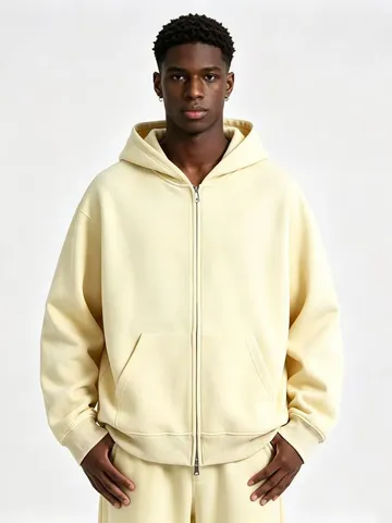 Men Heavyweight Fleece Lined Full Zip Hoodie Casual Loose Fit Long Sleeve Cardigan Sweatshirt For Autumn Winter