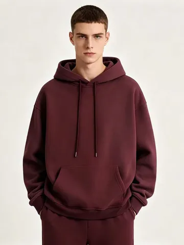 Men's Heavyweight Fleece Lined Hooded Pullover Sweatshirt Loose Casual Long Sleeve Autumn Winter Streetwear Hoodie