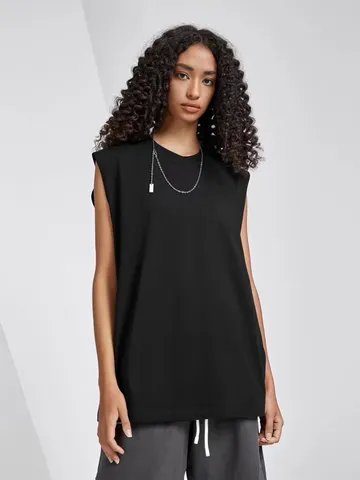 Hombres Mujeres Unisex Chaleco de Algodón Color Sólido Casual Suelto Sin Mangas Camiseta de Tirantes Verano Básico Streetwear