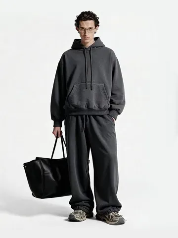 Unisex Casual Παχύ Βελούδο Hoodie Φαρδύ Μονόχρωμο Μακριά Μανίκια Χειμερινά Ζεστά Ρούχα