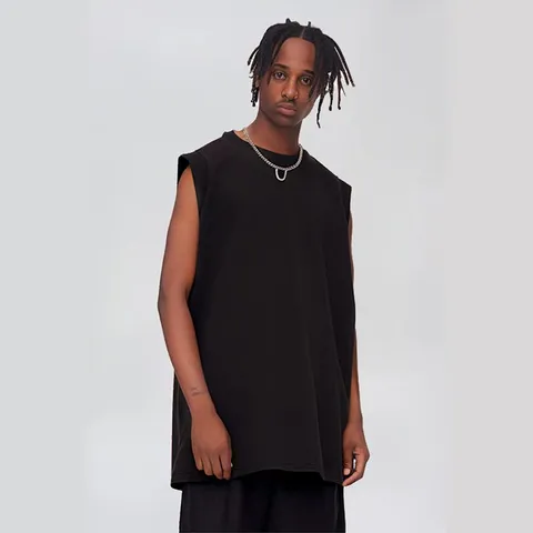 Canotta in Cotone Casual da Uomo Larga Streetwear Americano Fitness Allenamento Senza Maniche Base