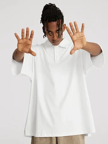 Men's Casual Solid Color Short Sleeve Polo Shirt Turn-Down Collar Loose Fit Cotton Basic Summer Top For Men And Women