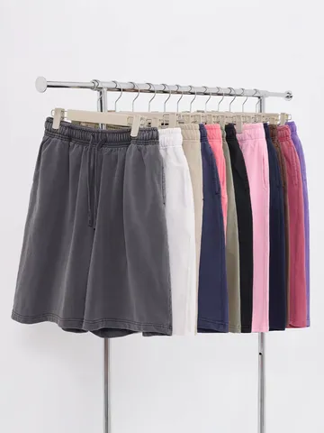 Herren Retro Gewaschen Lässig Shorts Locker Sitzen Kordelzug Baumwolle Fünf Punkt Hosen Sommer Hip Hop Vintage Bekleidung
