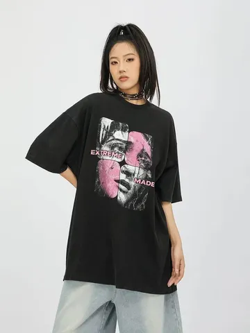 Men Casual Pure Cotton T-Shirt Vintage Washed Oversized Short Sleeve Drop Shoulder Crew Neck Basic Summer Tee