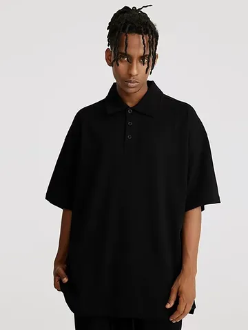 Men's Casual Solid Color Short Sleeve Polo Shirt Turn-Down Collar Loose Fit Cotton Basic Summer Top For Men And Women