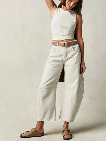 Jeans en Denim Décontractés pour Femmes Jambe Tonneau Taille Moyenne Coupe Ample Pantalons Jambe Tonneau Vintage Lavé Imprimé Léopard Paisley