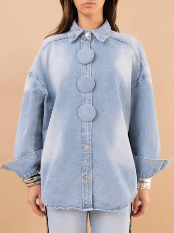 Damen Oversize Casual Denim Jacke Langarm Gewaschene Jeansjacke Streetwear Mode Oberbekleidung Mit Großen Knöpfen Für Frühling Herbst