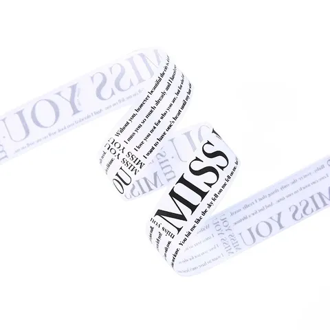 Polyester Satin Ribbon With English Alphabet Letters Print For Gift Bouquet Wrapping DIY Bow Floral Packaging Decor