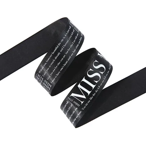Polyester Satin Ribbon With English Alphabet Letters Print For Gift Bouquet Wrapping DIY Bow Floral Packaging Decor