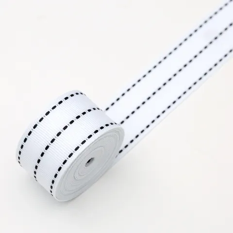 Polyester Gestreiftes Band 2.6cm Gestrichelter Rand Satinband Für Blumenstrauß Dekoration Geschenkverpackung DIY Schleifen 20 Yards