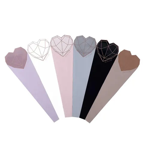 Bolsa Impermeable para Embalaje de Rosas Individuales Corazón de Diamante Mini Ramo Papel de Embalaje de Plástico para Arreglos Florales
