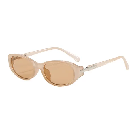 Vintage Oval Narrow Frame Sunglasses For Women Retro Cat Eye Sun Protection Eyewear Fashion Outdoor Travel Streetwear Accessories