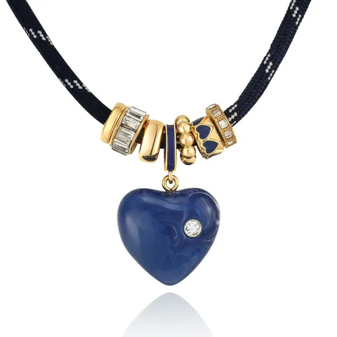 Herz Anhänger Geflochtene Seilkette Halskette Damen Elegant Naturstein Strass Künstliche Perle Mode Nische Halskette Schmuck