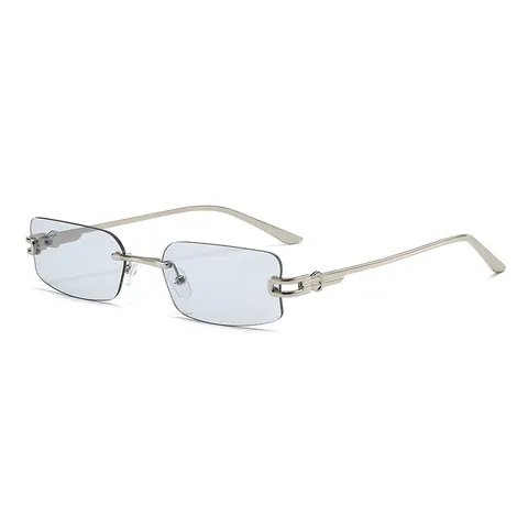 Gafas De Sol Rectangulares Sin Montura Para Mujeres Hombres Montura De Metal Ligero Protección UV400 Lentes Cuadradas Teñidas