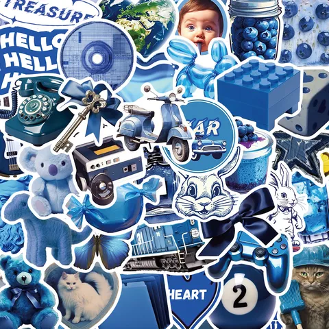Dark Blue Ins Style Cartoon Stickers Waterproof Vinyl Graffiti Decals For Laptop Scrapbooking DIY Decoration