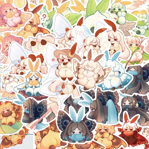 Autocollants Graffiti en PVC Imperméables de Dessin Animé Papillon de Lune Anime Animal pour Journal Ordinateur Guitare Skateboard