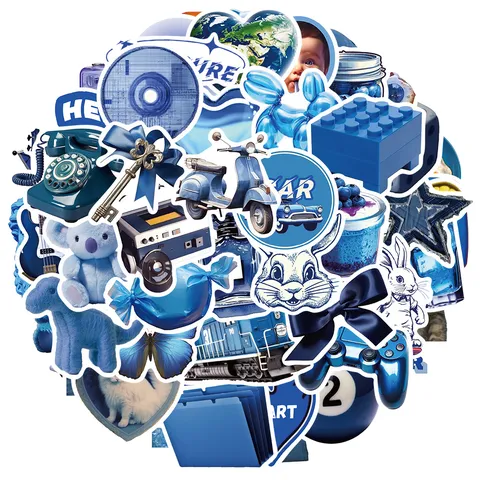 Dark Blue Ins Style Cartoon Stickers Waterproof Vinyl Graffiti Decals For Laptop Scrapbooking DIY Decoration