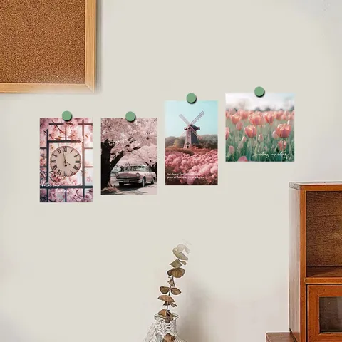 15Pz Carte Decorative da Parete Floreali Estetiche Rosa Fiori di Ciliegio Paesaggio Cartoline Stampe d'Arte per Camera