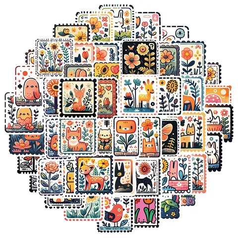 Pegatinas de Sellos Postales Vintage Cartoon Graffiti Calcomanías de Vinilo Impermeables Para Computadora Portátil Equipaje Botella De Agua Scrapbook