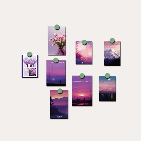 Purple Aesthetic Wall Collage Kit Coated Paper Room Decor Cards Small Fresh Postcards For Dorm Living Room Bedroom Art Wall Decor