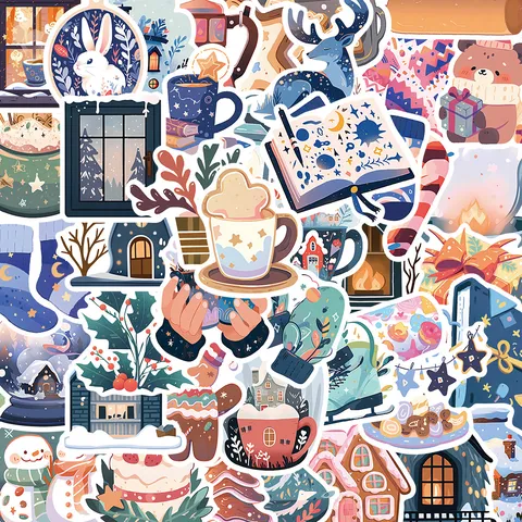 Winter Cartoon Graffiti Stickers Waterproof Aesthetic Warm Snowy Theme Decals For Phone Case Luggage Helmet Laptop DIY Decoration