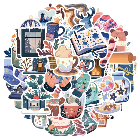 Winter Cartoon Graffiti Stickers Waterproof Aesthetic Warm Snowy Theme Decals For Phone Case Luggage Helmet Laptop DIY Decoration