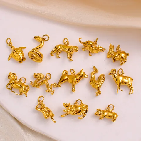 Minimalistische Vergulde Koperen Chinese Dierenriem Dieren Schildpad Bedels Hangers Voor DIY Ketting Armband Sieraden Maken Ambachten Accessoires