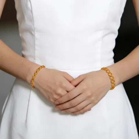 Hip Hop Stainless Steel Twisted Cable Chain Bracelet For Women Men Gold Plated OT Clasp Geometric Chunky Link Bracelet Jewelry Gift