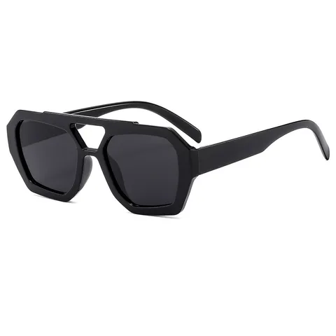 Doppelsteg Pilotenbrille Für Damen Herren Mode Geometrische Polygonale Rahmen Sonnenbrille UV400 Retro Trendige Brillen