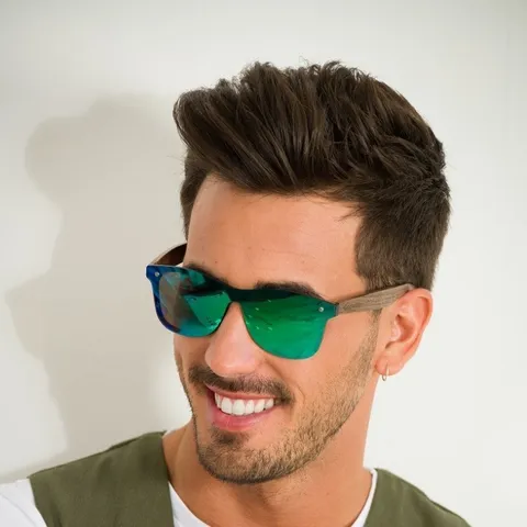 Gafas De Sol Cuadradas Con Patillas De Grano De Madera Mujeres Hombres Moda Lentes Coloridas Deporte Ciclismo UV400