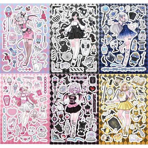 Sweet Cool Devil Angel Dress-up Stickers Scrapbooking DIY Phone Case Decoration Anime Girl Waterproof PVC Stickers