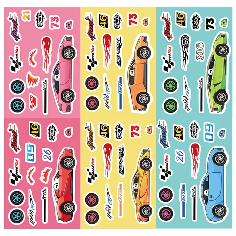 Pegatinas de Coche Deportivo Calcomanías de Coche de Carreras DIY Para Álbum de Recortes Diario Equipaje Pegatinas de Coche Impermeables