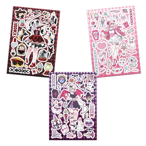 Sweet Cool Devil Angel Dress-up Stickers Scrapbooking DIY Phone Case Decoration Anime Girl Waterproof PVC Stickers