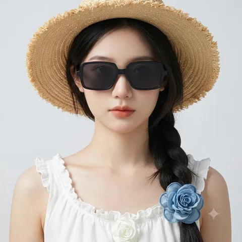 Retro Square Sunglasses UV400 Protection Large Frame Fashion Outdoor Travel Shades Unisex Eyewear
