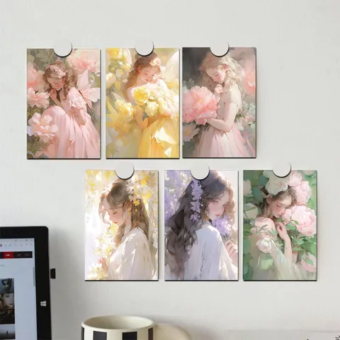Tarjetas Decorativas Estéticas de Chica Floral Juego de 10 Piezas Para Decoración de Pared Dormitorio Sala de Estar Dormitorio