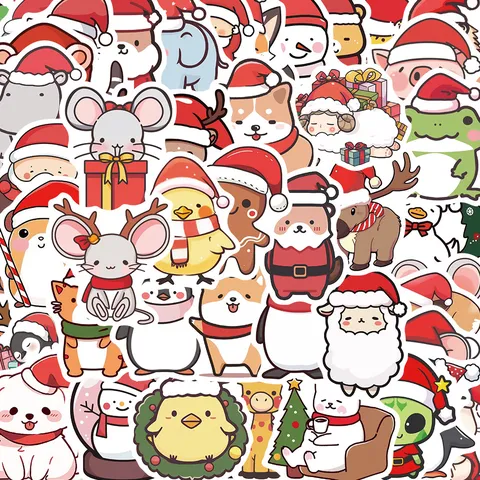 Weihnachten Cartoon Tier Aufkleber Wasserdicht Kawaii Decals Für Wasserflasche Laptop Skateboard Handyhülle Dekoration