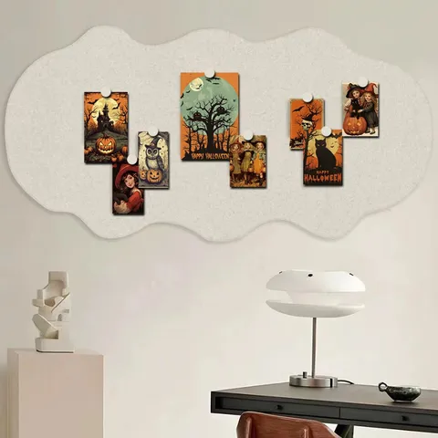Set di Biglietti Decorativi Vintage per Halloween Cartoline per Parete Camera da Letto Soggiorno Stampe Artistiche con Zucca e Gatto